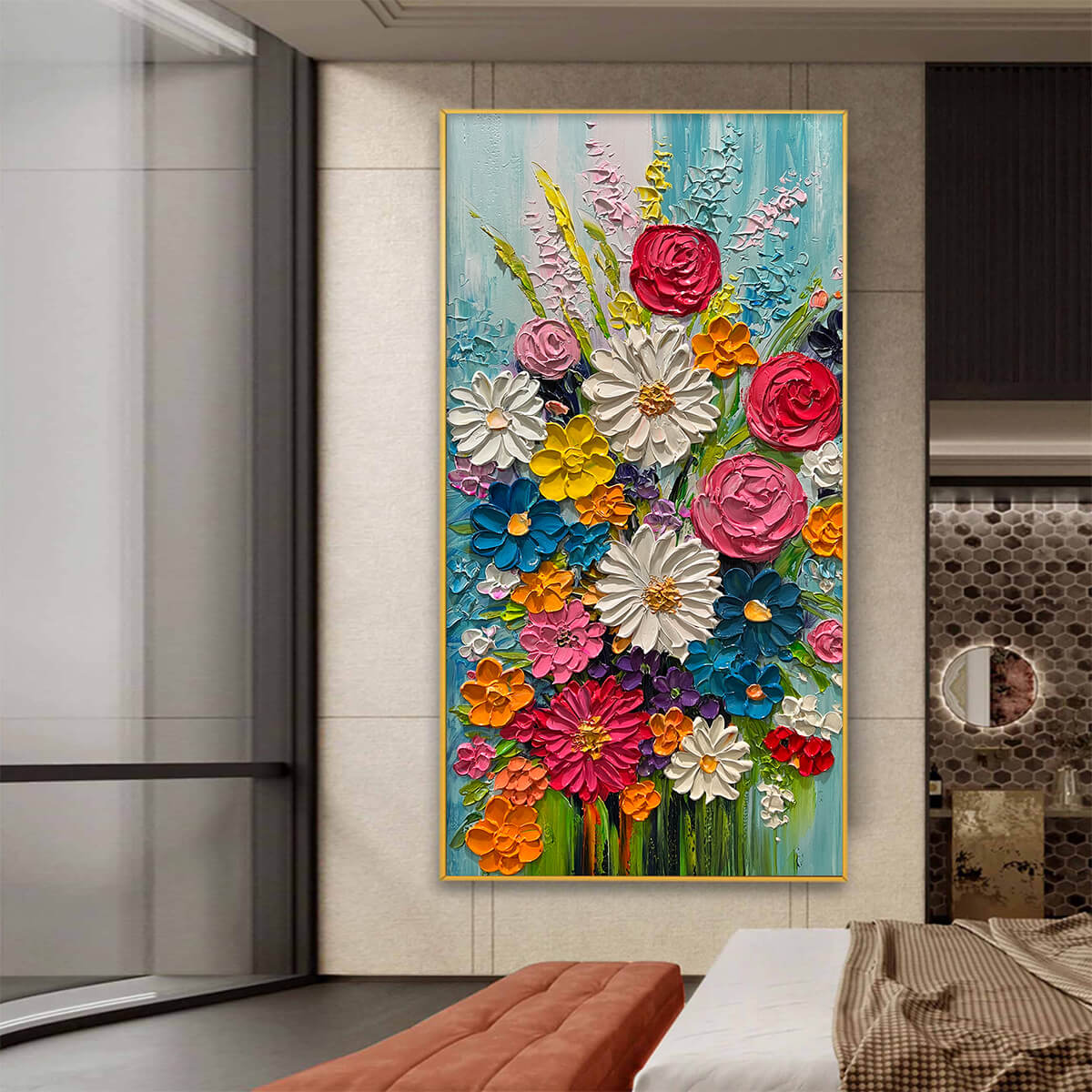 Joyful Abstract Bouquet Art | Vibrant Colorful Wall Decor #AA 166