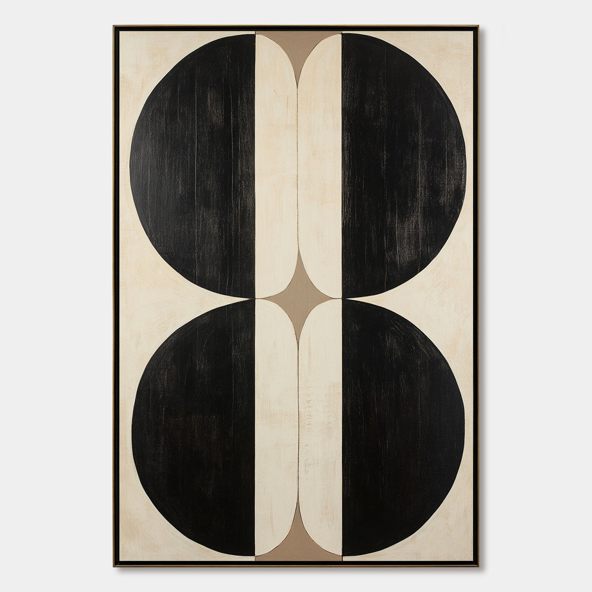 Sophisticated Abstract Painting | Elegant Black & Beige Wall Art #AA 096