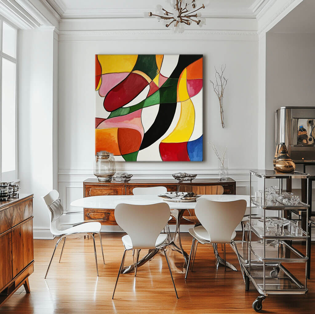 Modern Abstract Art | Mid-Century Style Color Block Painting #AA 069