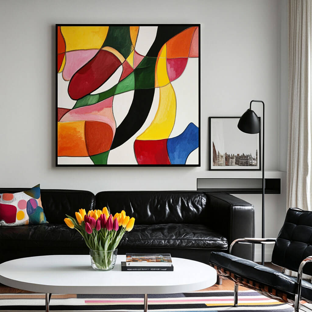 Modern Abstract Art | Mid-Century Style Color Block Painting #AA 069