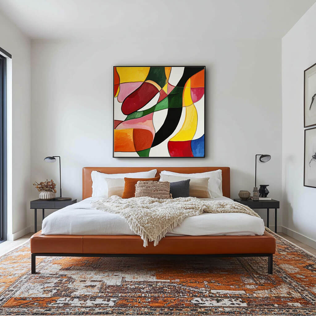 Modern Abstract Art | Mid-Century Style Color Block Painting #AA 069