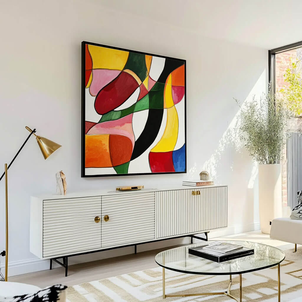 Modern Abstract Art | Mid-Century Style Color Block Painting #AA 069