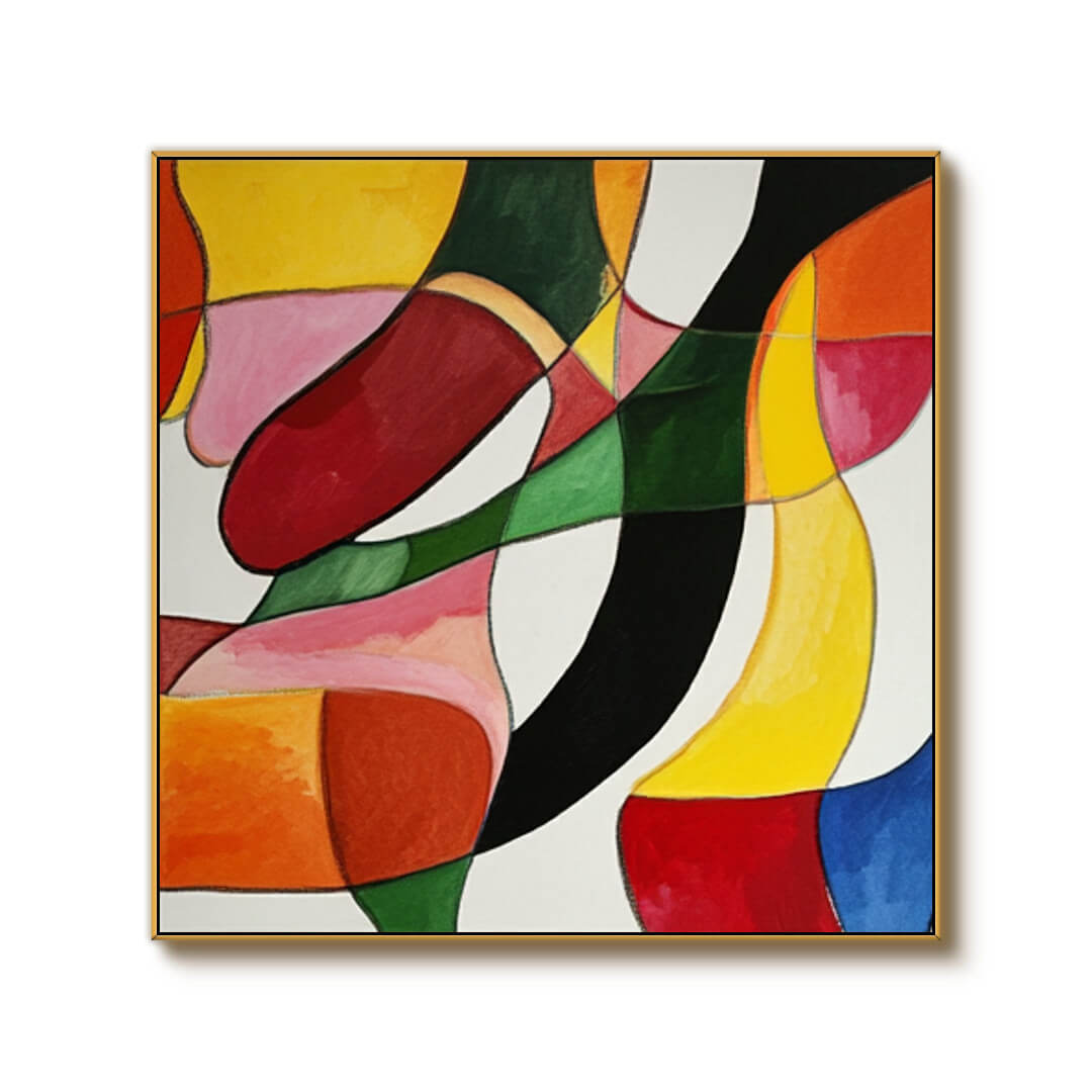 Modern Abstract Art | Mid-Century Style Color Block Painting #AA 069