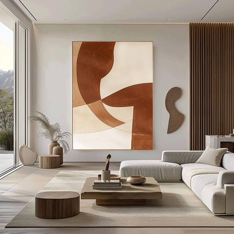 Rust and Beige Abstract Canvas Art | Warm Earth Tone Wall Decor #AA 397