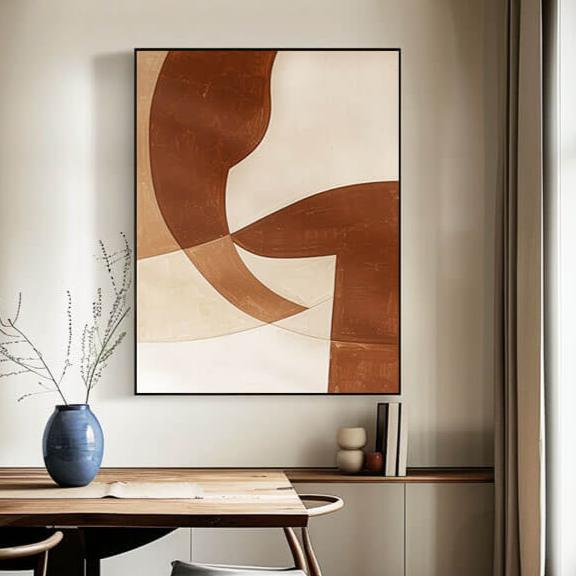 Rust and Beige Abstract Canvas Art | Warm Earth Tone Wall Decor #AA 397