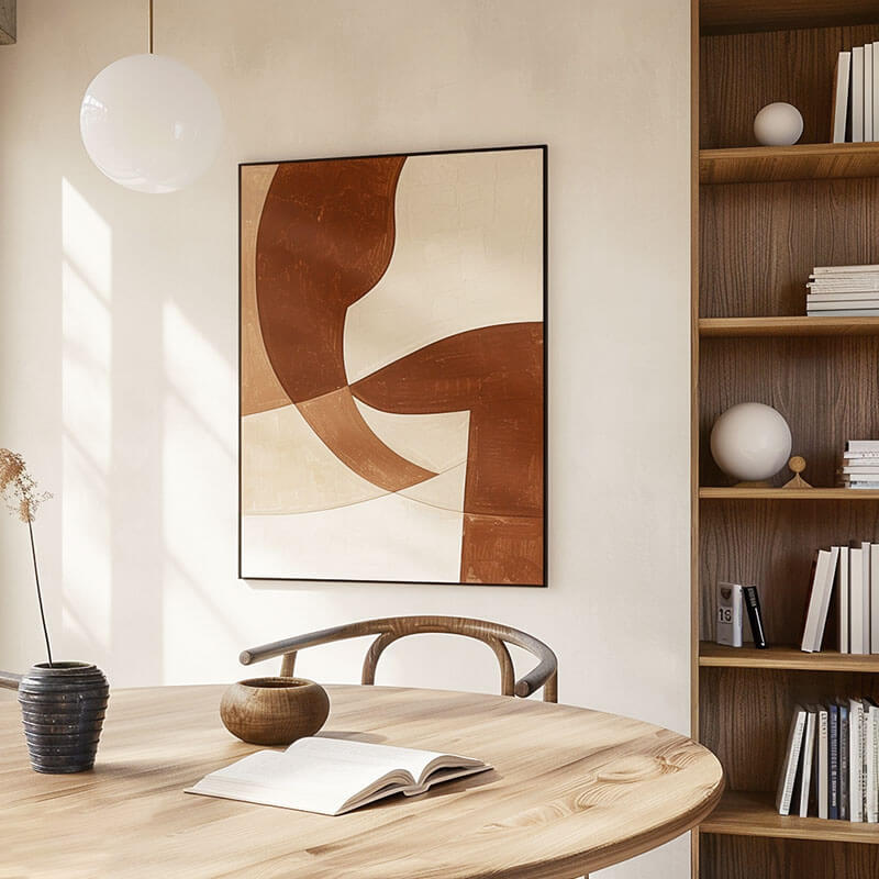 Rust and Beige Abstract Canvas Art | Warm Earth Tone Wall Decor #AA 397