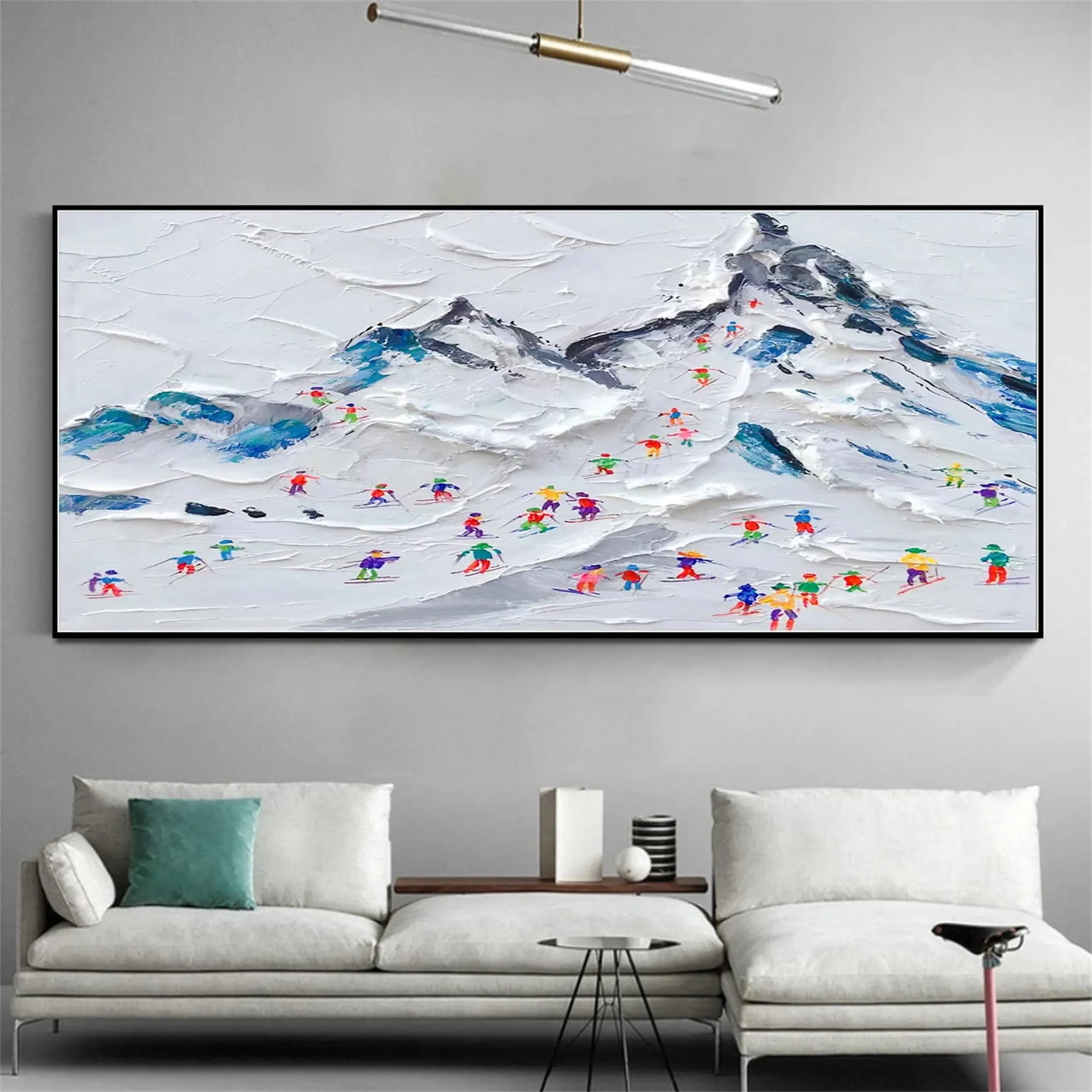 Powder Day – Abstract Ski Landscape Sport Art Painting Canvas #JJ 392