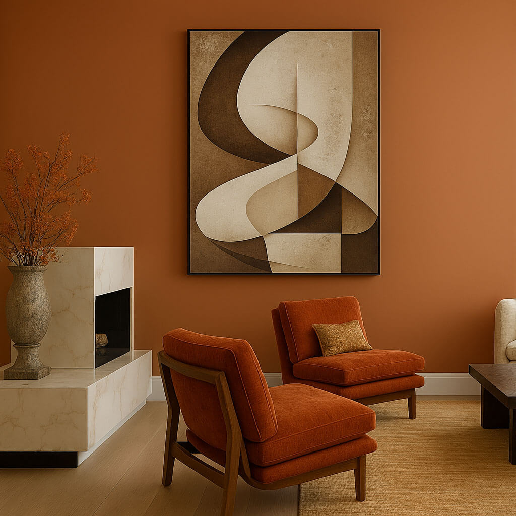 Brown and Beige Abstract Wall Art | Earth Tone Geometric Canvas #AA 385