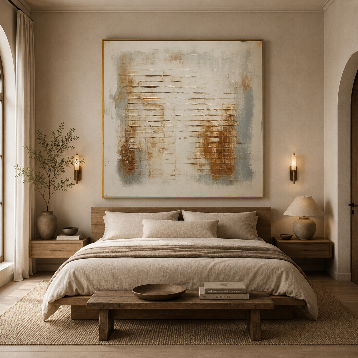 Soft Horizon – Neutral Textured Abstract Wall Art for Organic Modern Homes