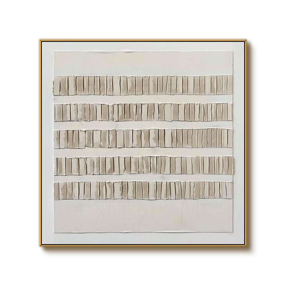 Minimalist 3D Textured Painting | Beige & White Wall Art #AA 253