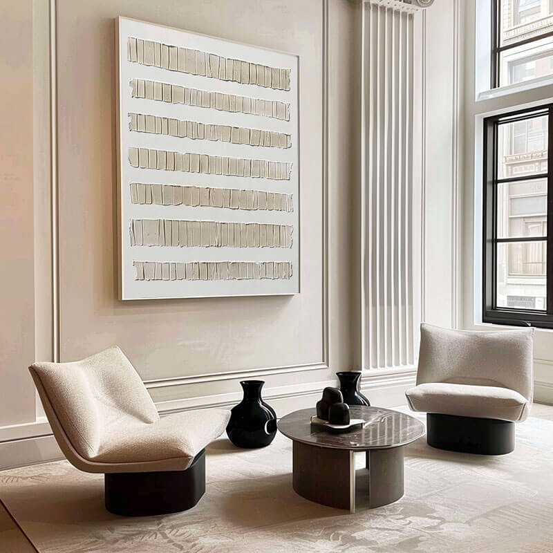 Minimalist Textured 3D Painting | Beige & White Wall Art #AA 039