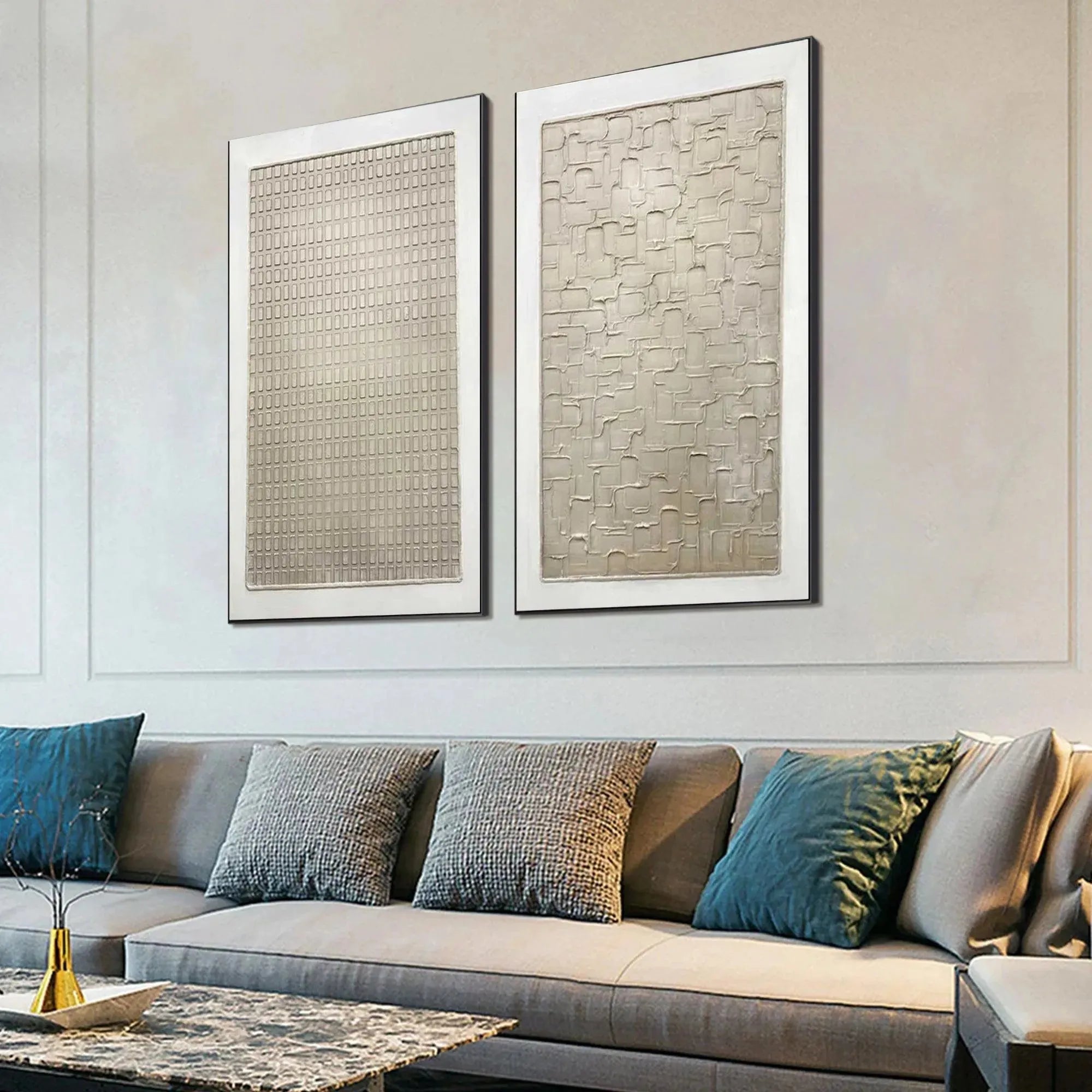 Minimalist 3D Wall Art Set of 2 | Textured Diptych #AA 268