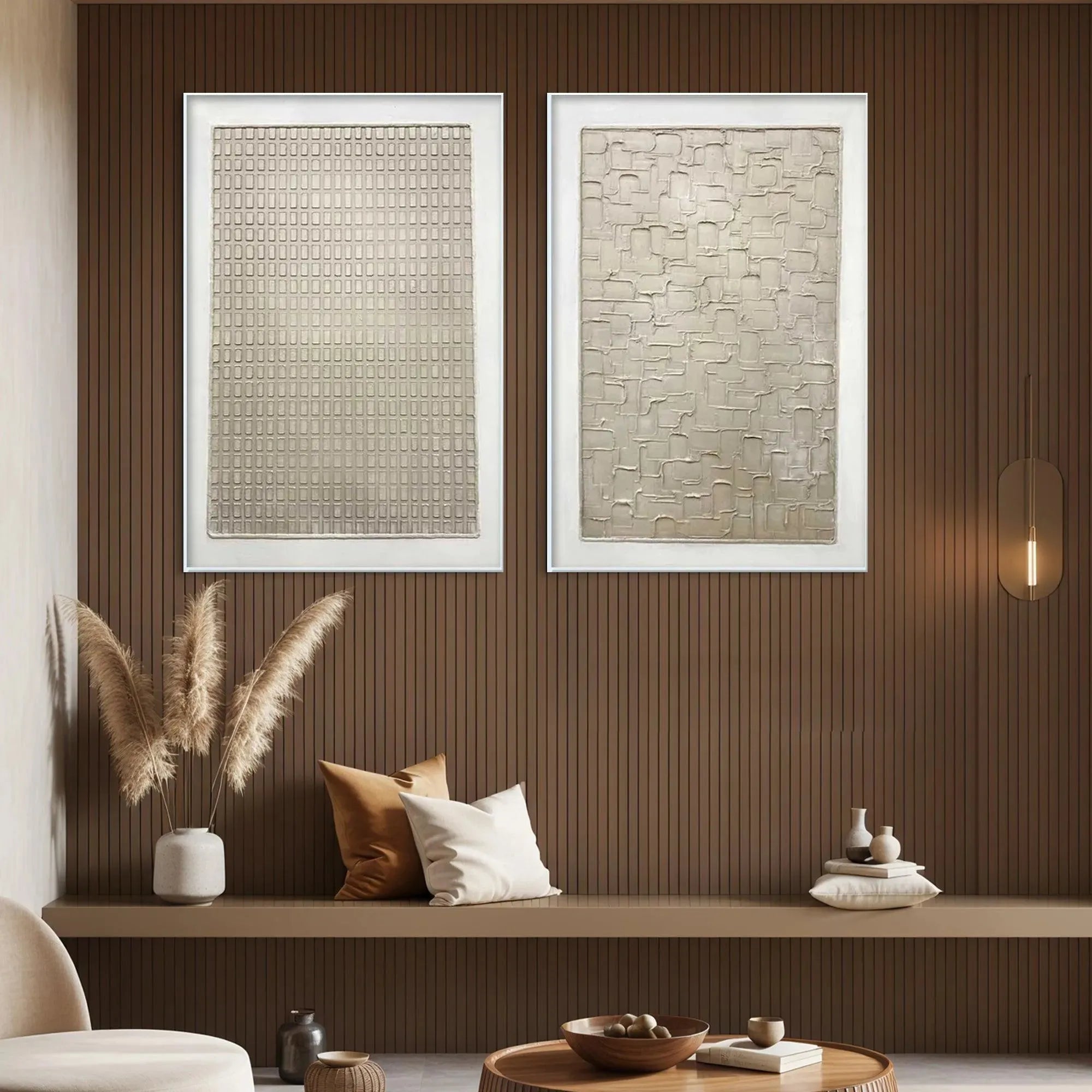 Minimalist 3D Wall Art Set of 2 | Textured Diptych #AA 268