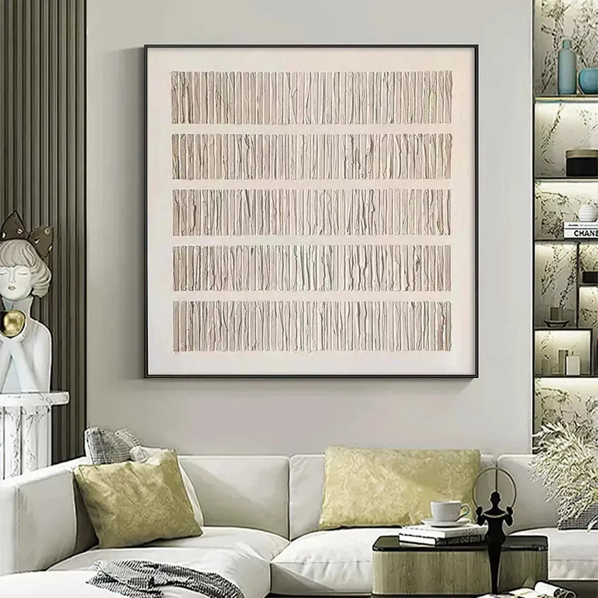 3D Textured Linear Painting | Minimalist Plaster Art #AA 276