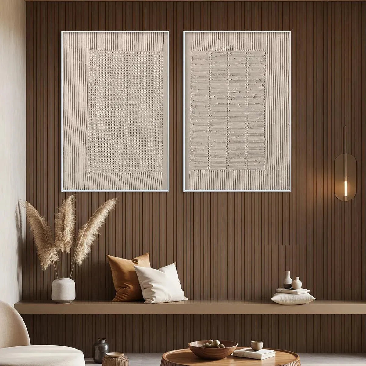 Minimalist 3D Wall Art Set of 2 | Textured Diptych #AA 266