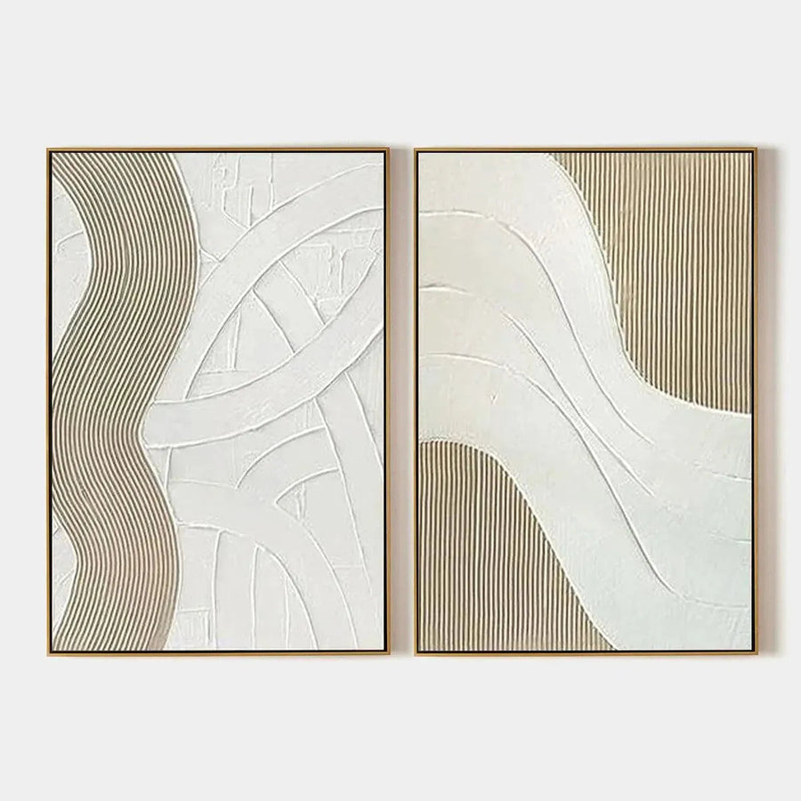 Abstract Wavy Lines Art Set | Minimalist River Painting #AA 099