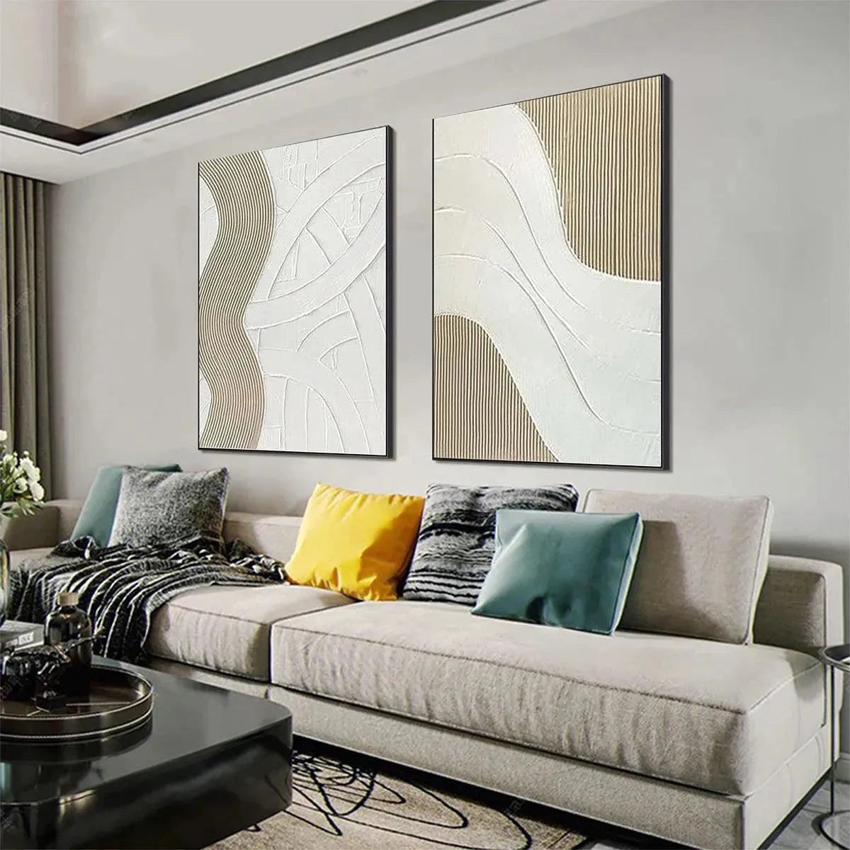 Abstract Wavy Lines Art Set | Minimalist River Painting #AA 099