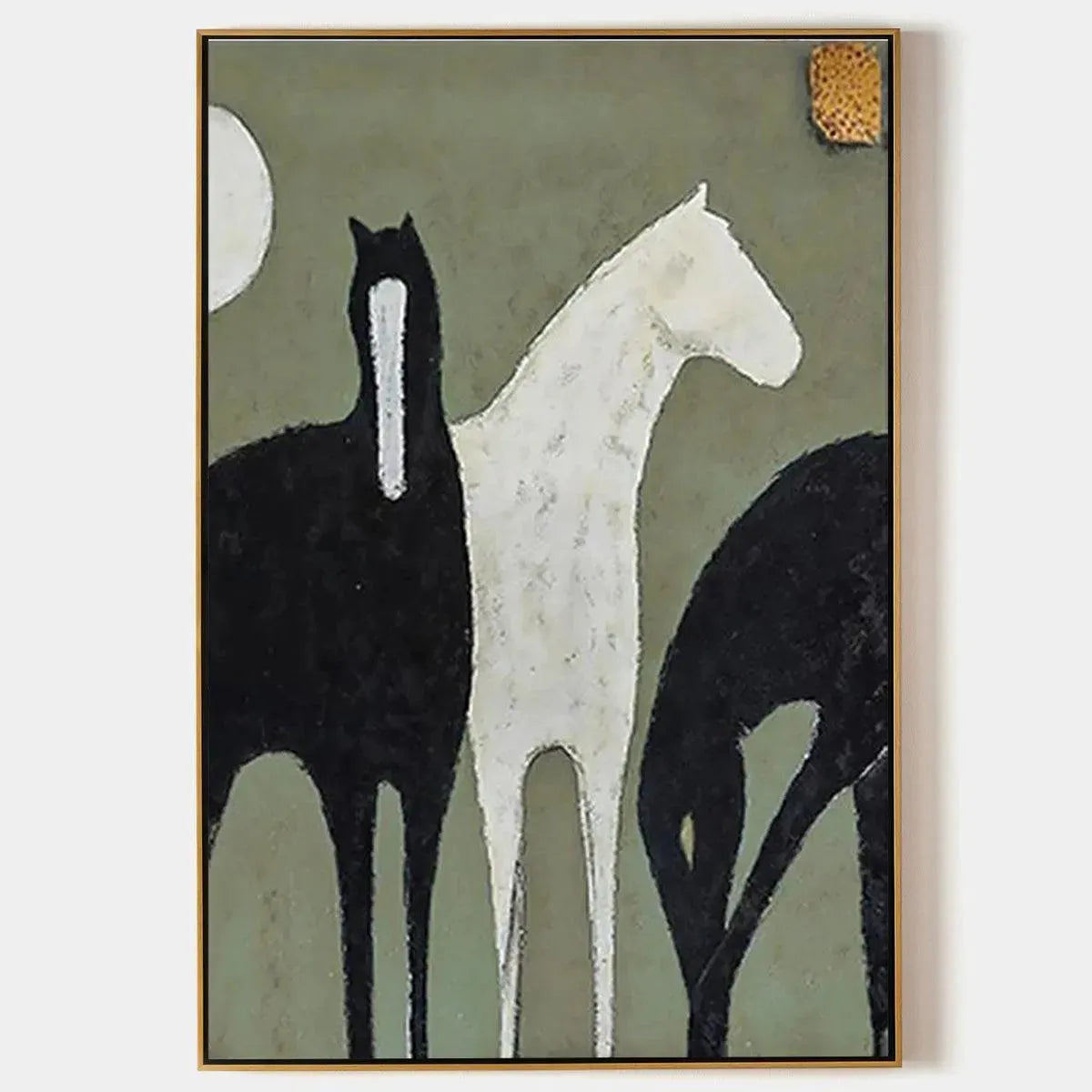 Modern Three Horses Painting | Large Stylized Equine Wall Art #ZZ 242