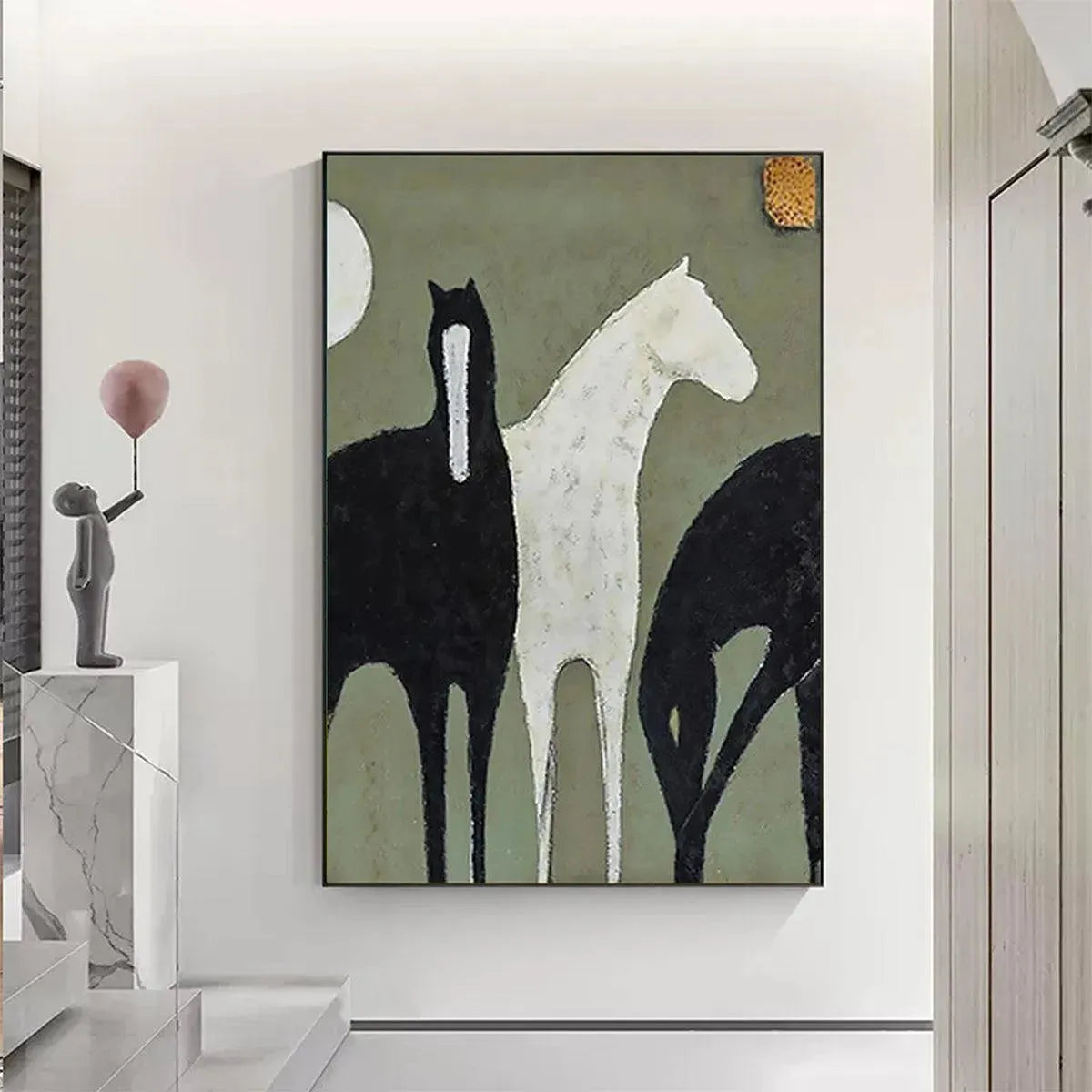 Modern Three Horses Painting | Large Stylized Equine Wall Art #ZZ 242
