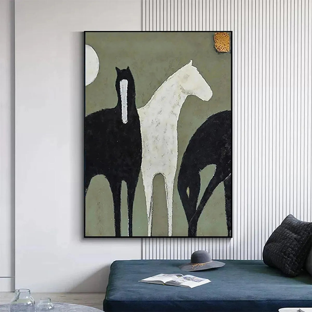 Modern Three Horses Painting | Large Stylized Equine Wall Art #ZZ 242