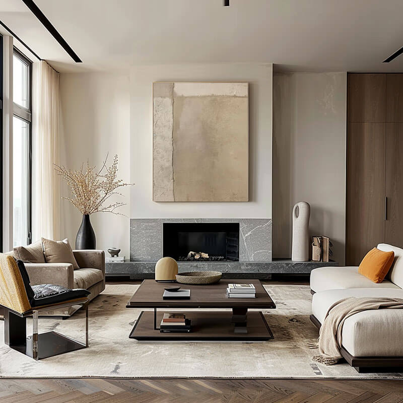 Beige Minimalist Canvas Wall Art | Neutral Abstract Painting #AA 353