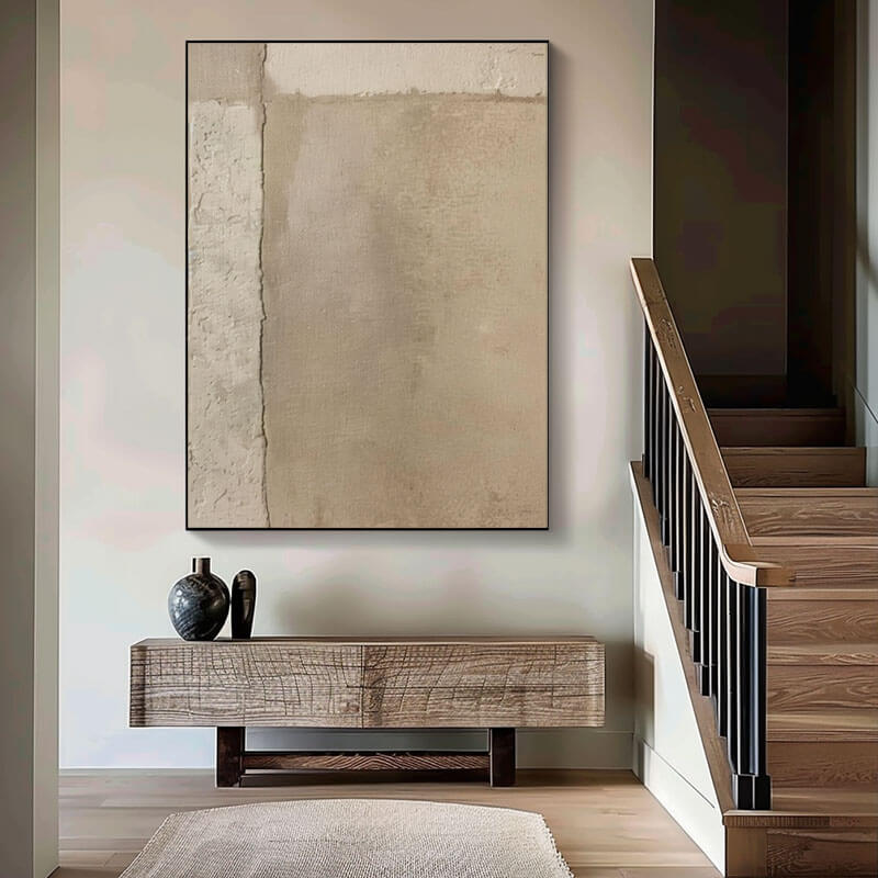 Beige Minimalist Canvas Wall Art | Neutral Abstract Painting #AA 353
