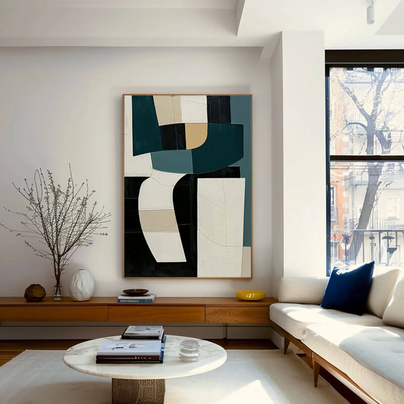Japandi Style Wall Art | Neutral Geometric Abstract Painting #AA 043