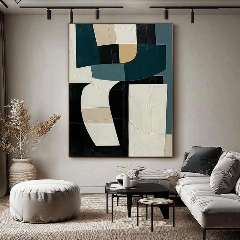 Japandi Style Wall Art | Neutral Geometric Abstract Painting #AA 043