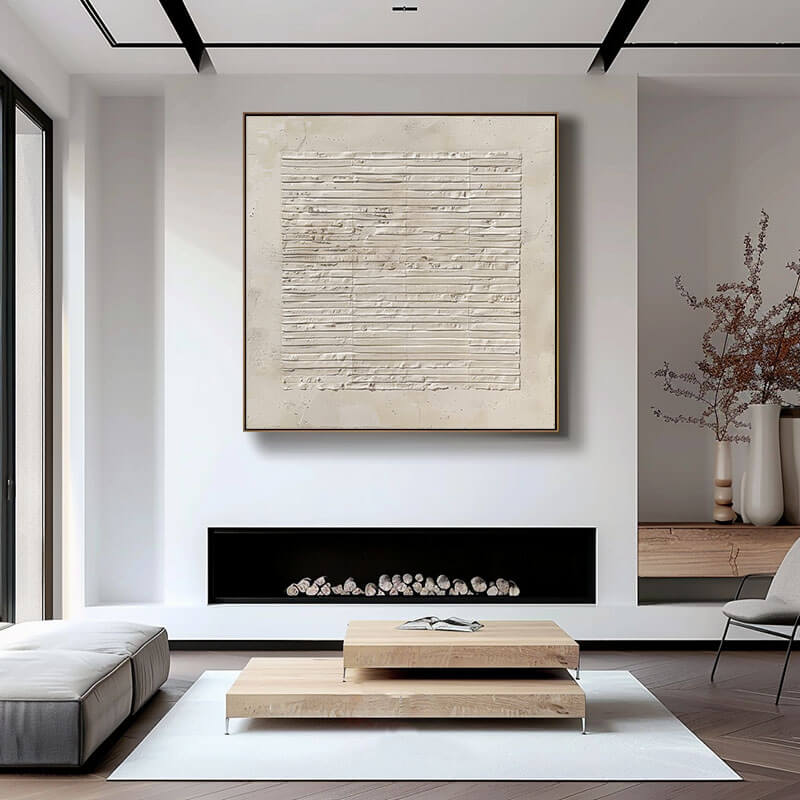 Large Cream and Beige Abstract Art | Warm Neutral Wall Decor #AA 358
