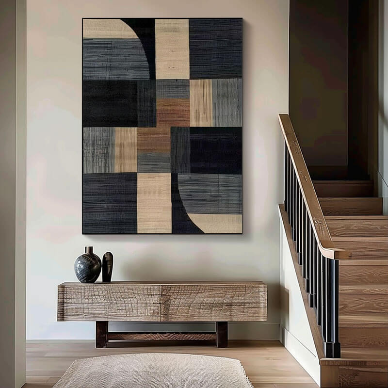 Japandi Style Geometric Art | Earth Tone Abstract Painting #AA 040