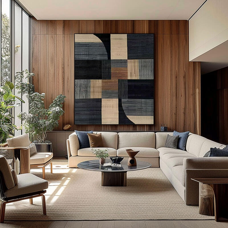 Japandi Style Geometric Art | Earth Tone Abstract Painting #AA 040