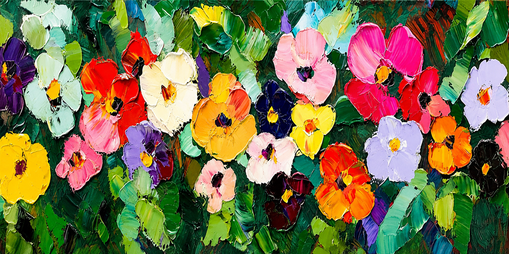 Wildflower Symphony – Colorful Textured Floral Wall Art