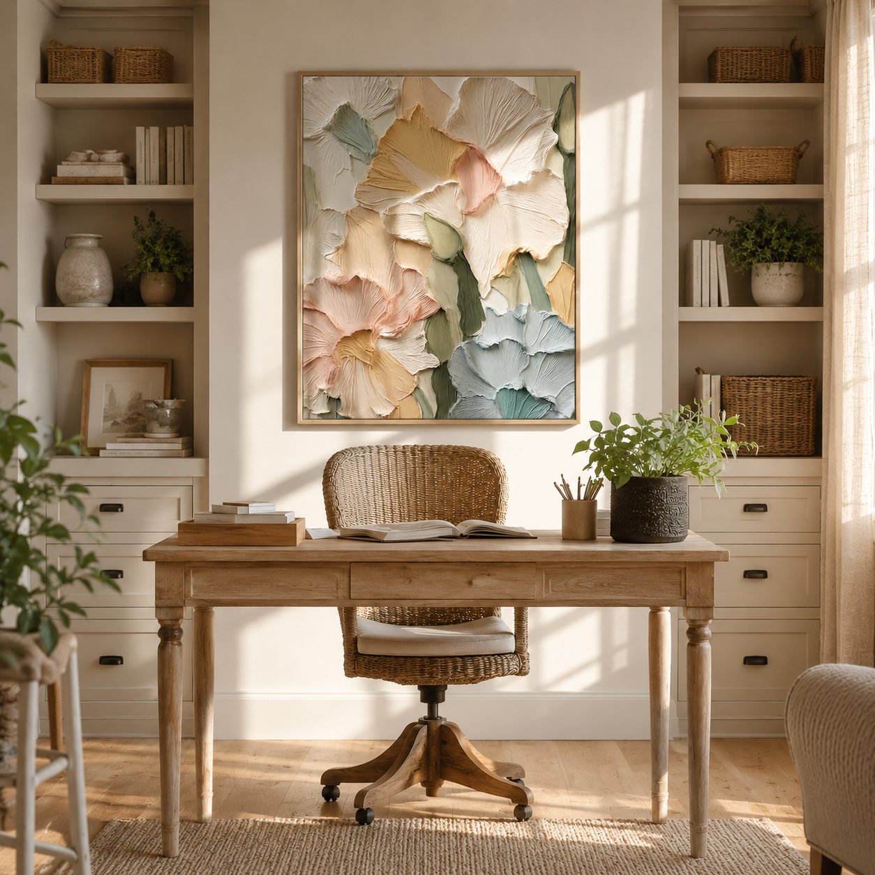 Blush Petals – Textured Floral Wall Art for Romantic Modern Interiors