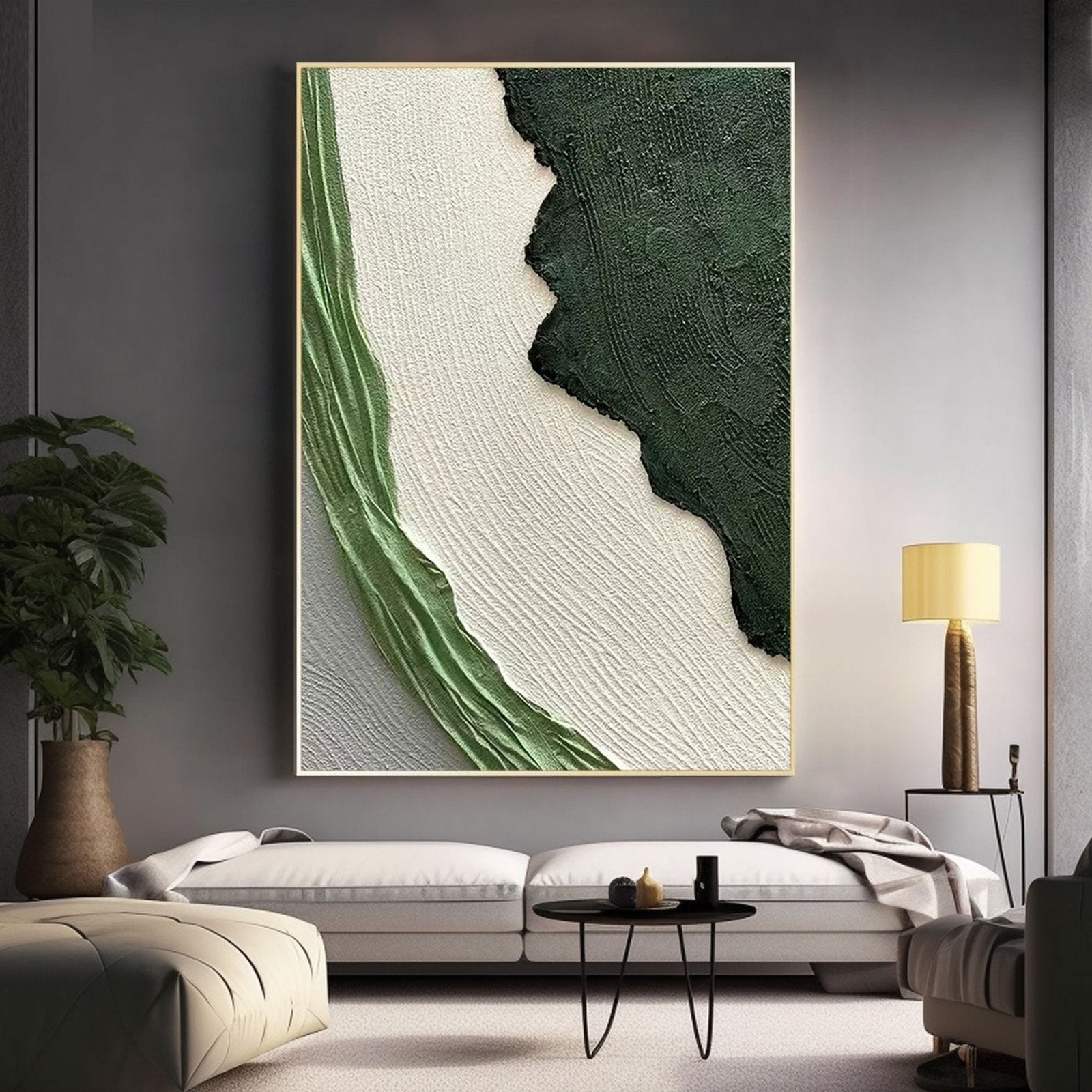 Large Textured Green Wall Painting | Modern Impasto Green Abstract Art #TC 191