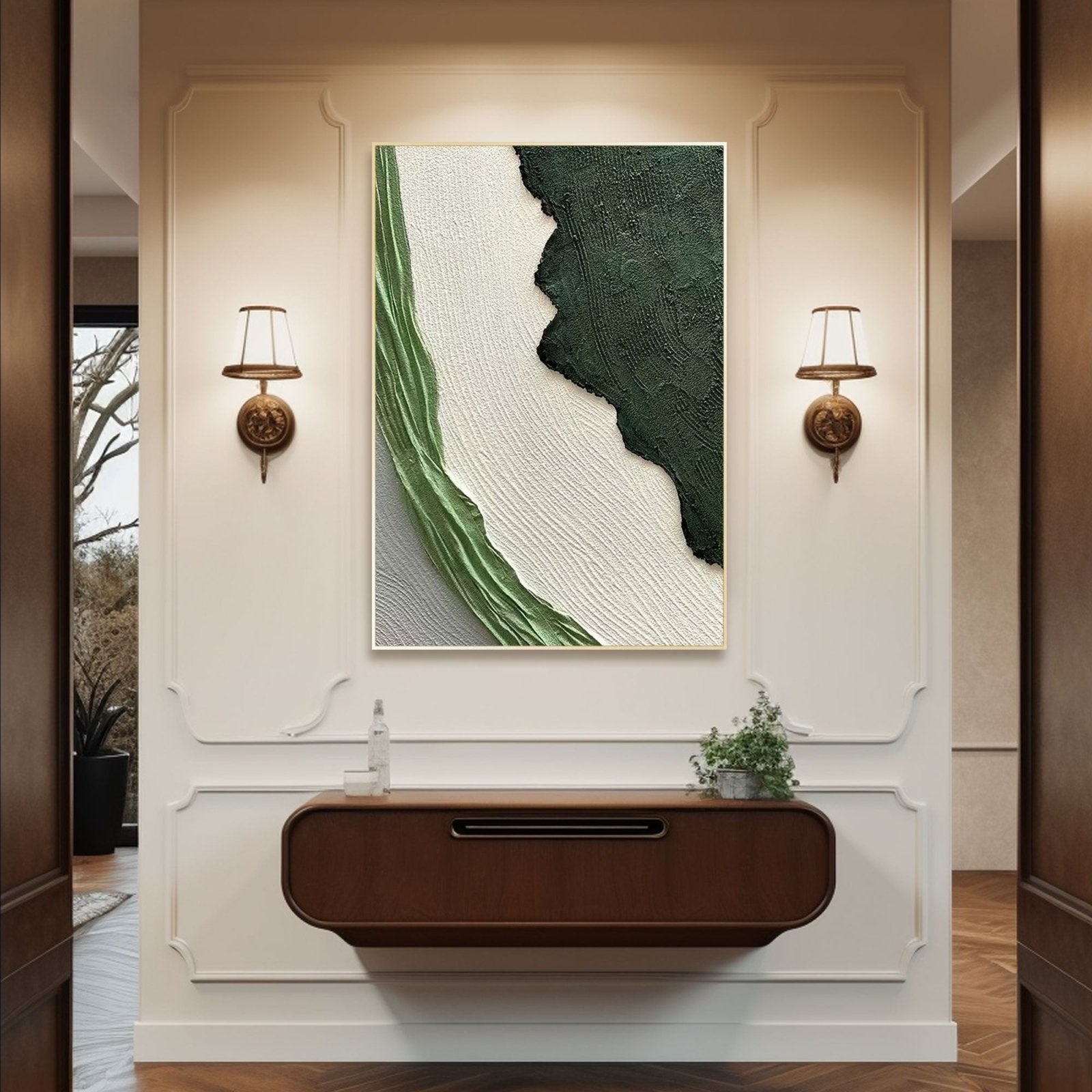 Large Textured Green Wall Painting | Modern Impasto Green Abstract Art #TC 191