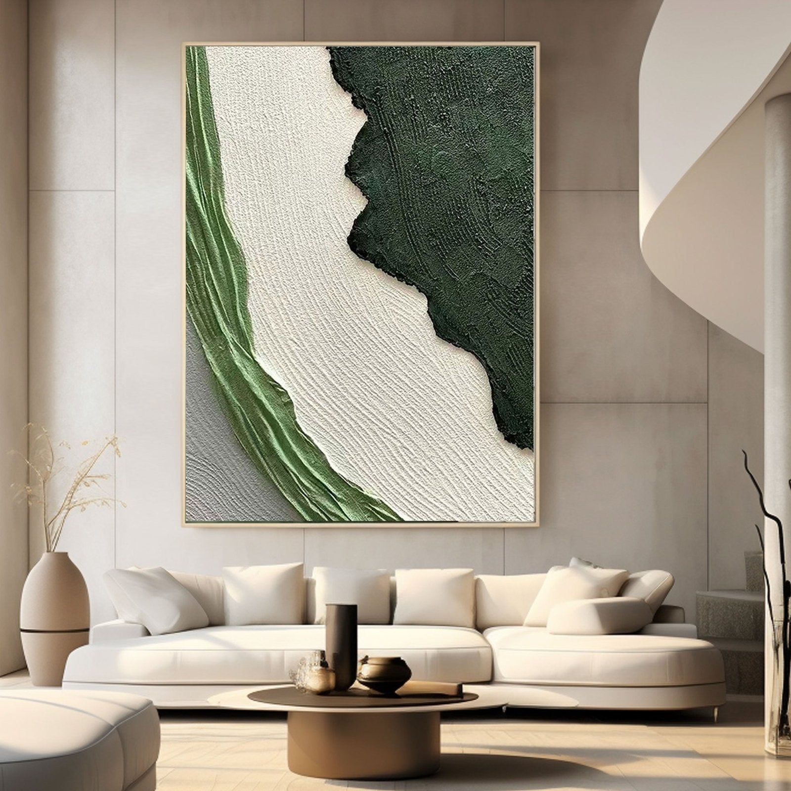 Large Textured Green Wall Painting | Modern Impasto Green Abstract Art #TC 191