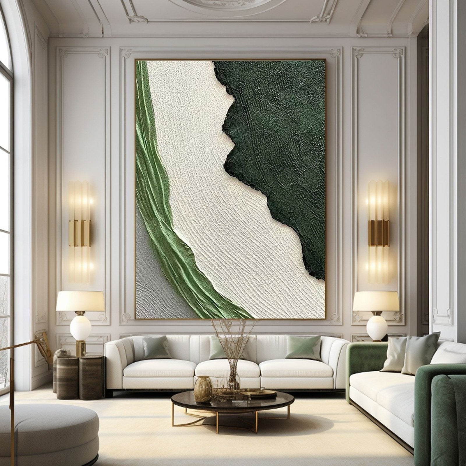 Large Textured Green Wall Painting | Modern Impasto Green Abstract Art #TC 191