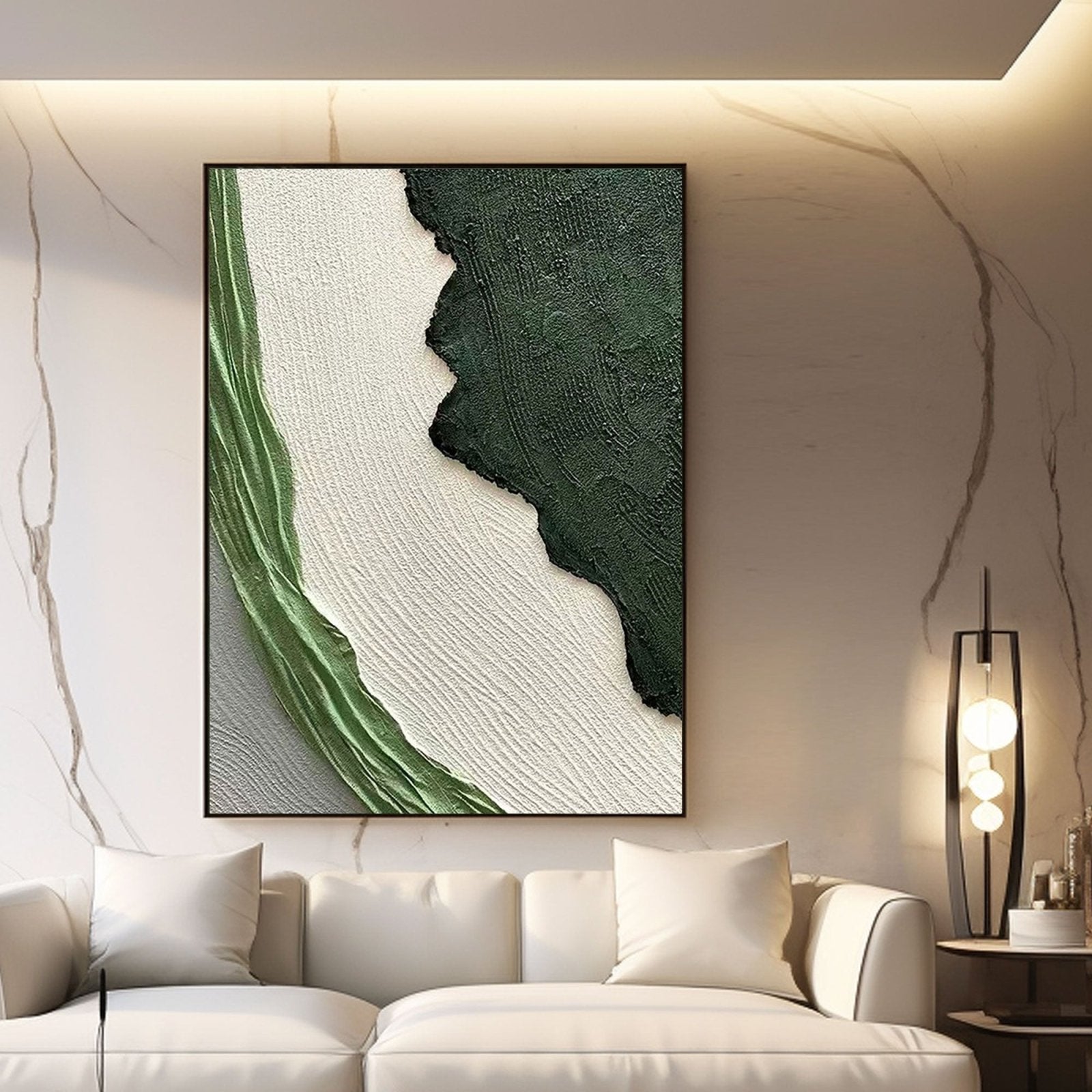 Large Textured Green Wall Painting | Modern Impasto Green Abstract Art #TC 191