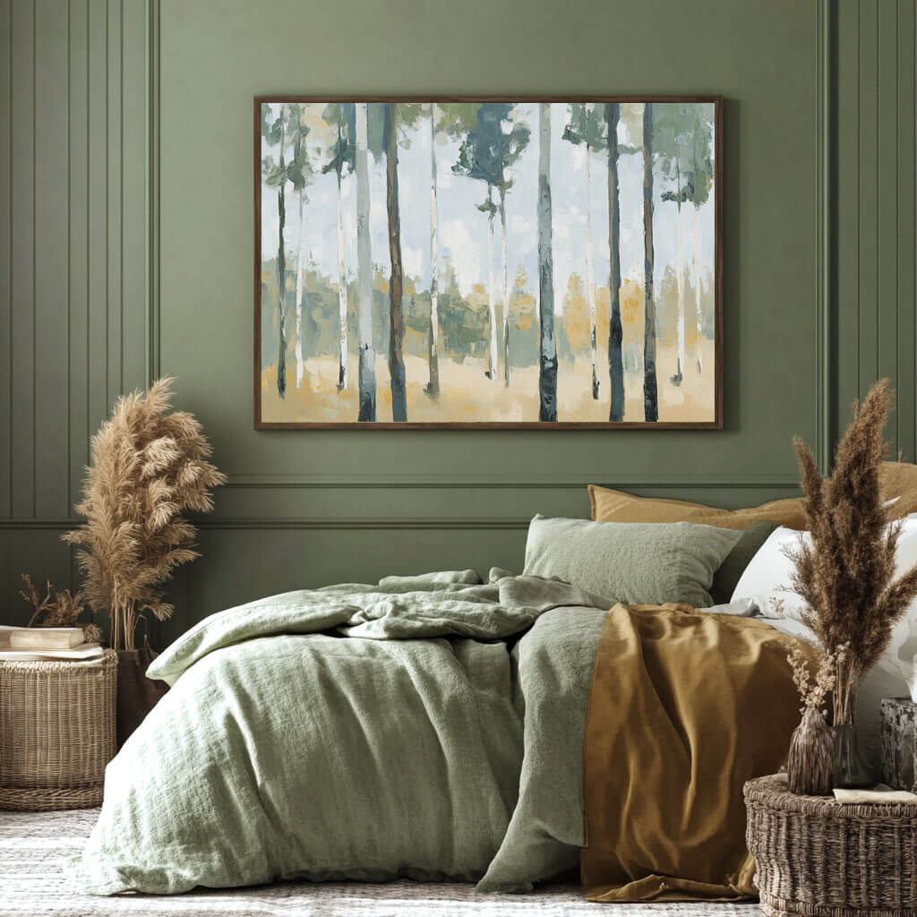 Abstract Birch Tree Forest Canvas Wall Art | Nature Landscape #AA 364