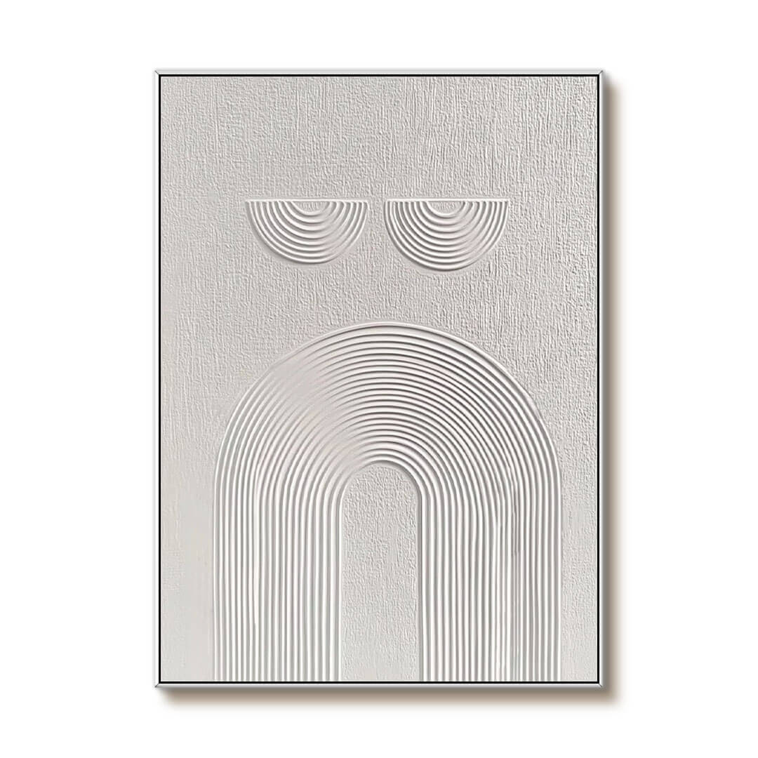 Sculptural White Line Art - Minimalist Abstract Painting #JJ 436