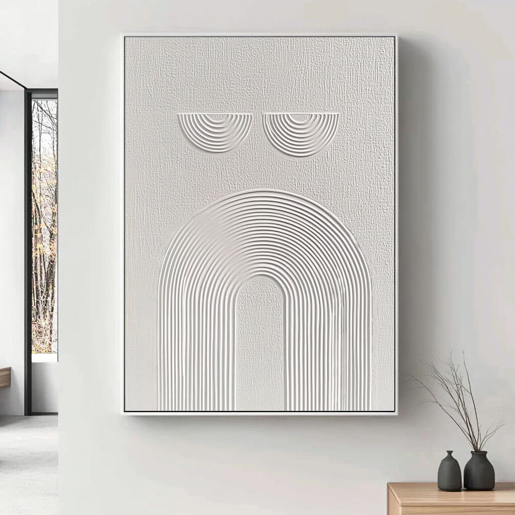 Sculptural White Line Art - Minimalist Abstract Painting #JJ 436