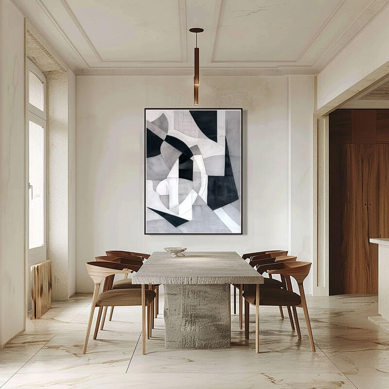 Black and White Geometric Abstract Canvas Art | Modern Wall Decor #AA 396