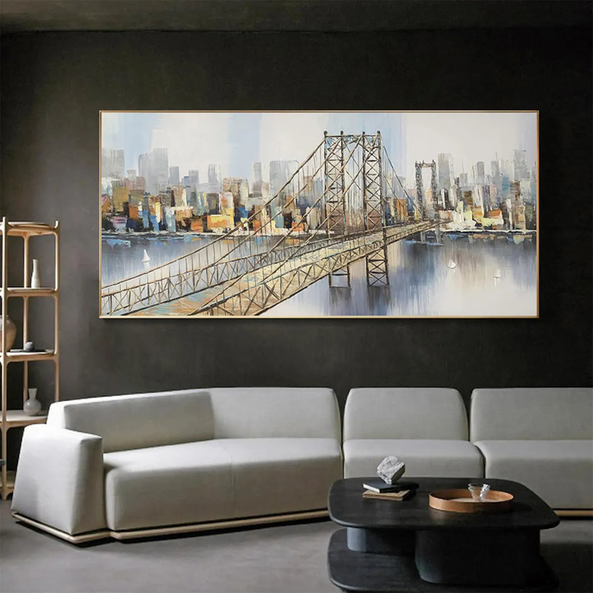 Modern City Bridge Painting | Abstract New York City Wall Art #AA 085