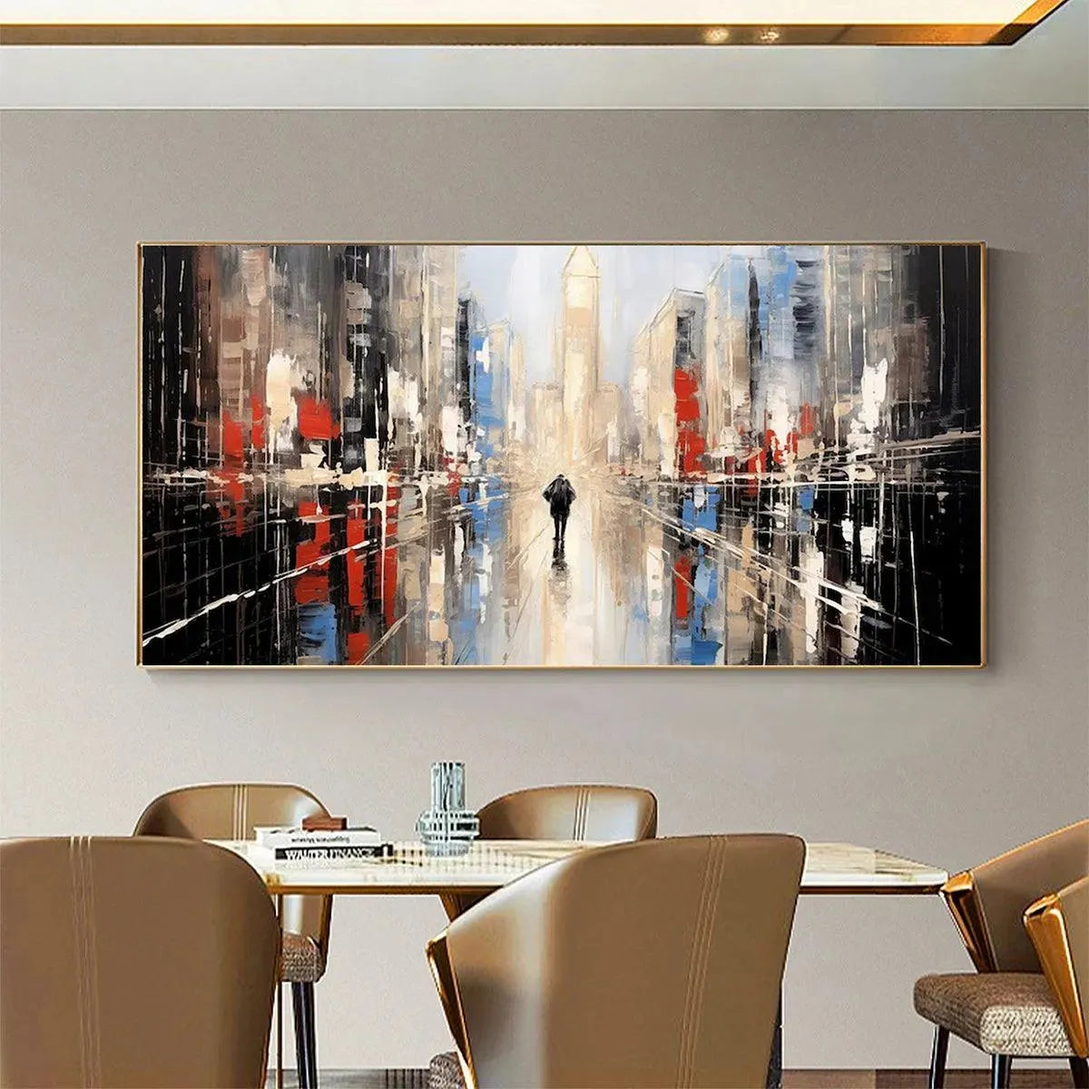 Abstract Cityscape Wall Art | Modern Urban Original Painting #ZZ 255