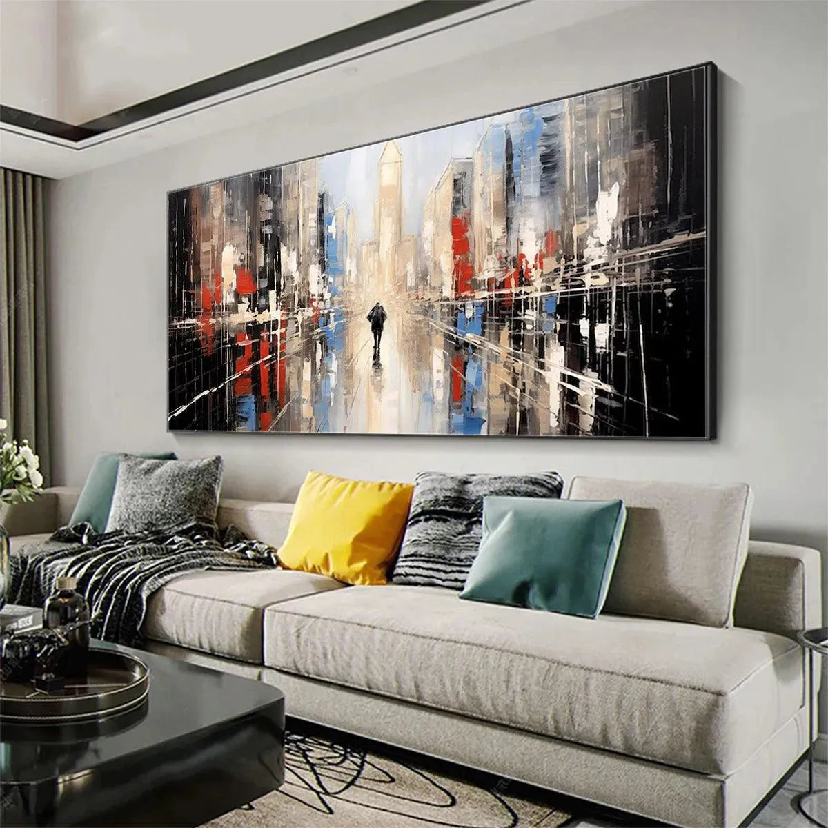 Abstract Cityscape Wall Art | Modern Urban Original Painting #ZZ 255