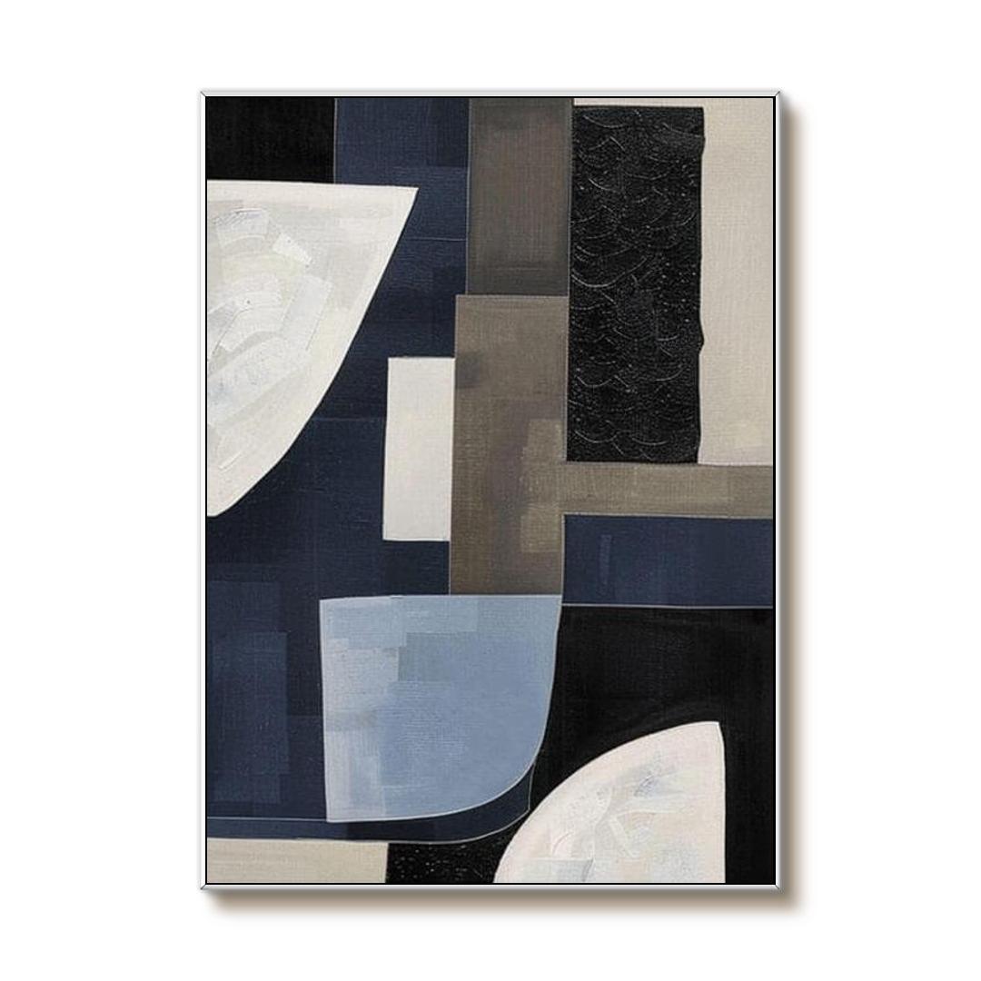 Deconstructed Abstract Art | Black and Blue Painting #AA 159
