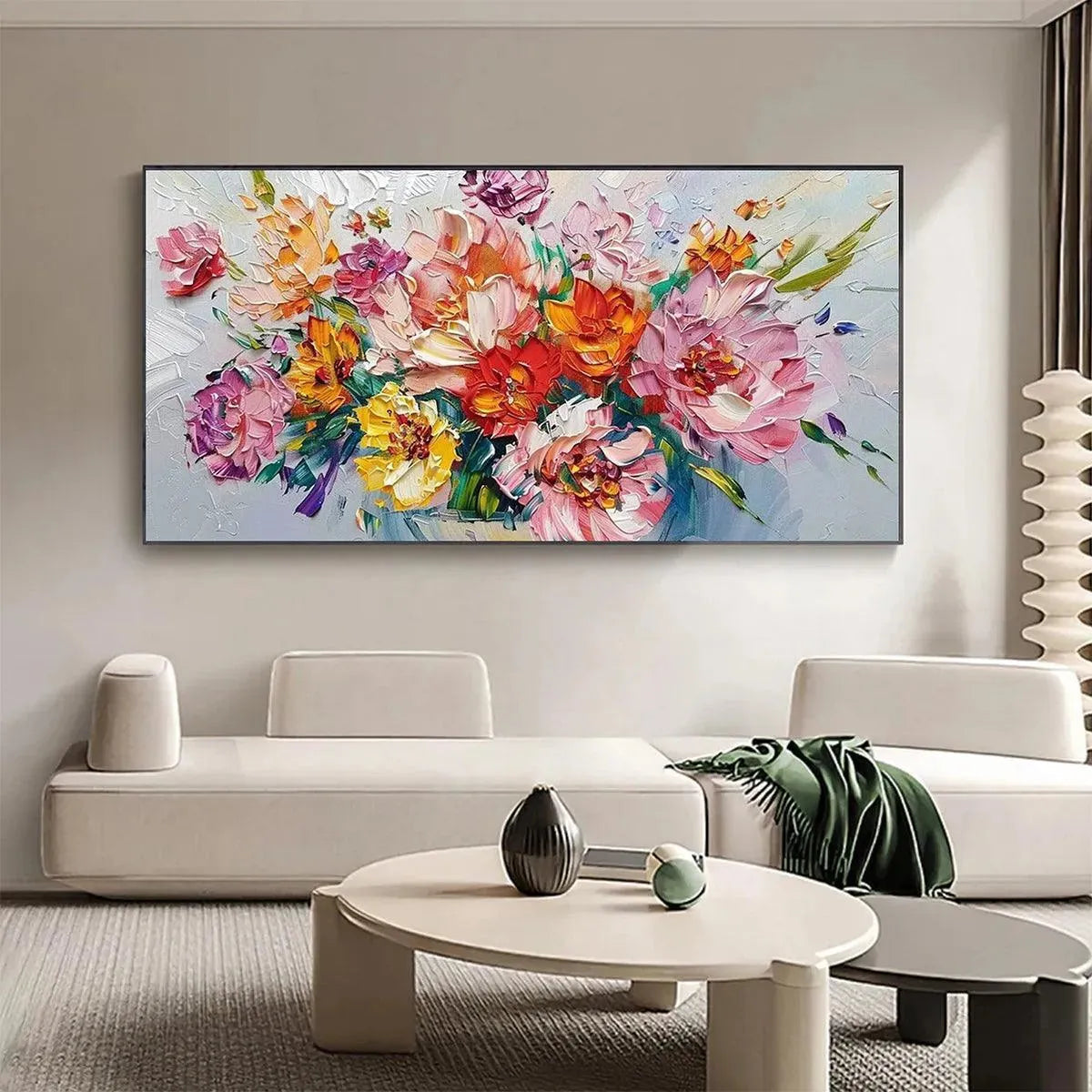 Textured 3D Floral Painting | Colorful Impasto Bouquet Art #AA 171