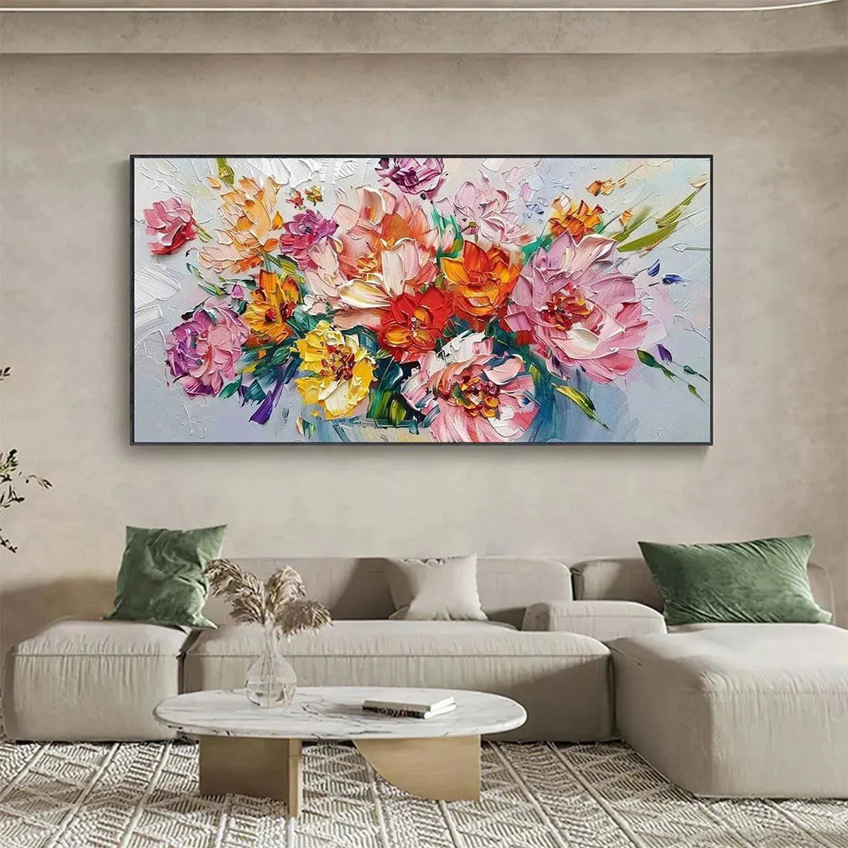 Textured 3D Floral Painting | Colorful Impasto Bouquet Art #AA 171