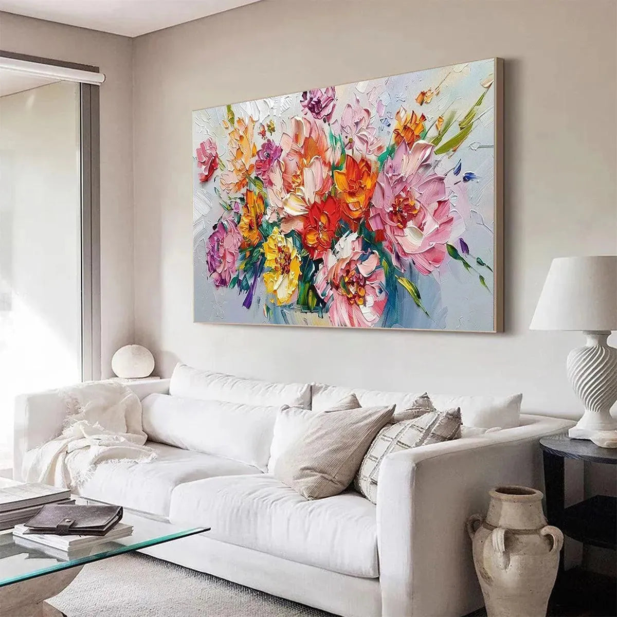 Textured 3D Floral Painting | Colorful Impasto Bouquet Art #AA 171