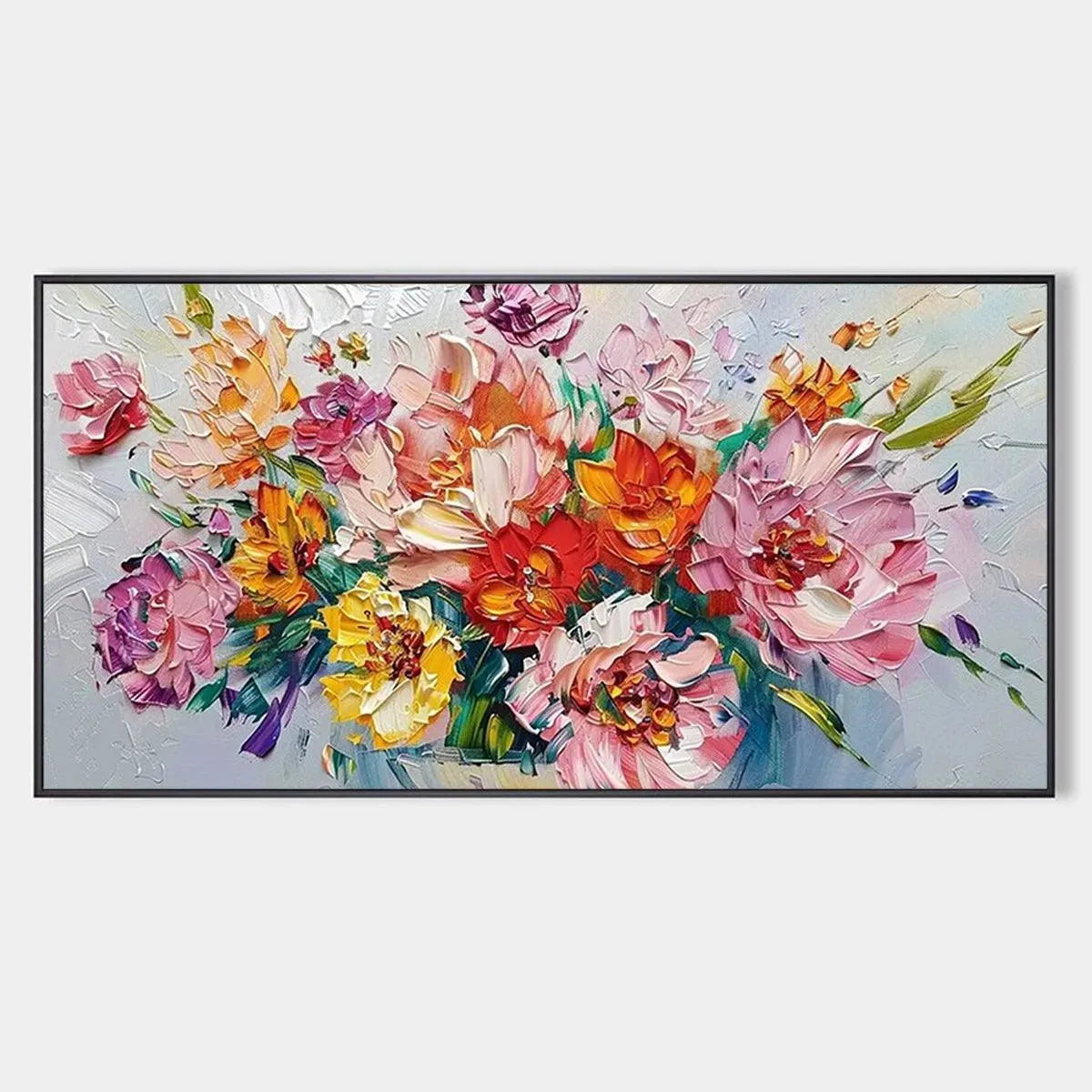 Textured 3D Floral Painting | Colorful Impasto Bouquet Art #AA 171